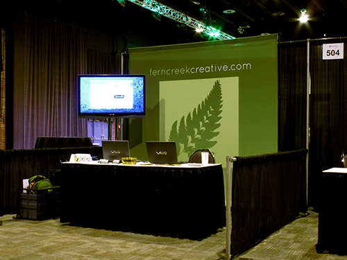 FernCreek's booth at the 2011 InnoVenture conference at the Carolina First Center in Greenville. We were the real deal.