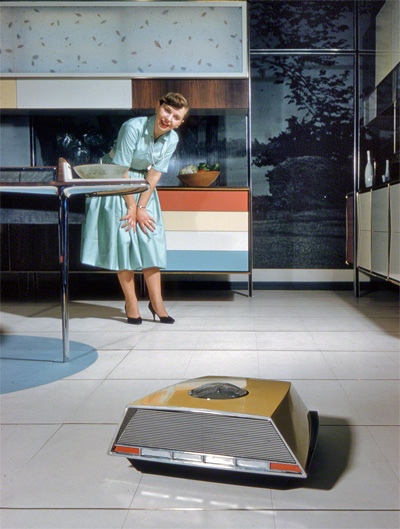 1959. "Anne Anderson in Whirlpool 'Miracle Kitchen of the Future,' a display at the American National Exhibition in Moscow." Kodachrome by Bob Lerner for the Look magazine article "What the Russians Will See."