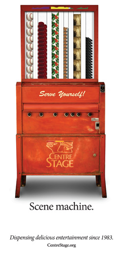 Products dispensed by the Centre Stage scene machine may be habit forming. Use only as directed by a trained theater professional. (Click image for larger version.)