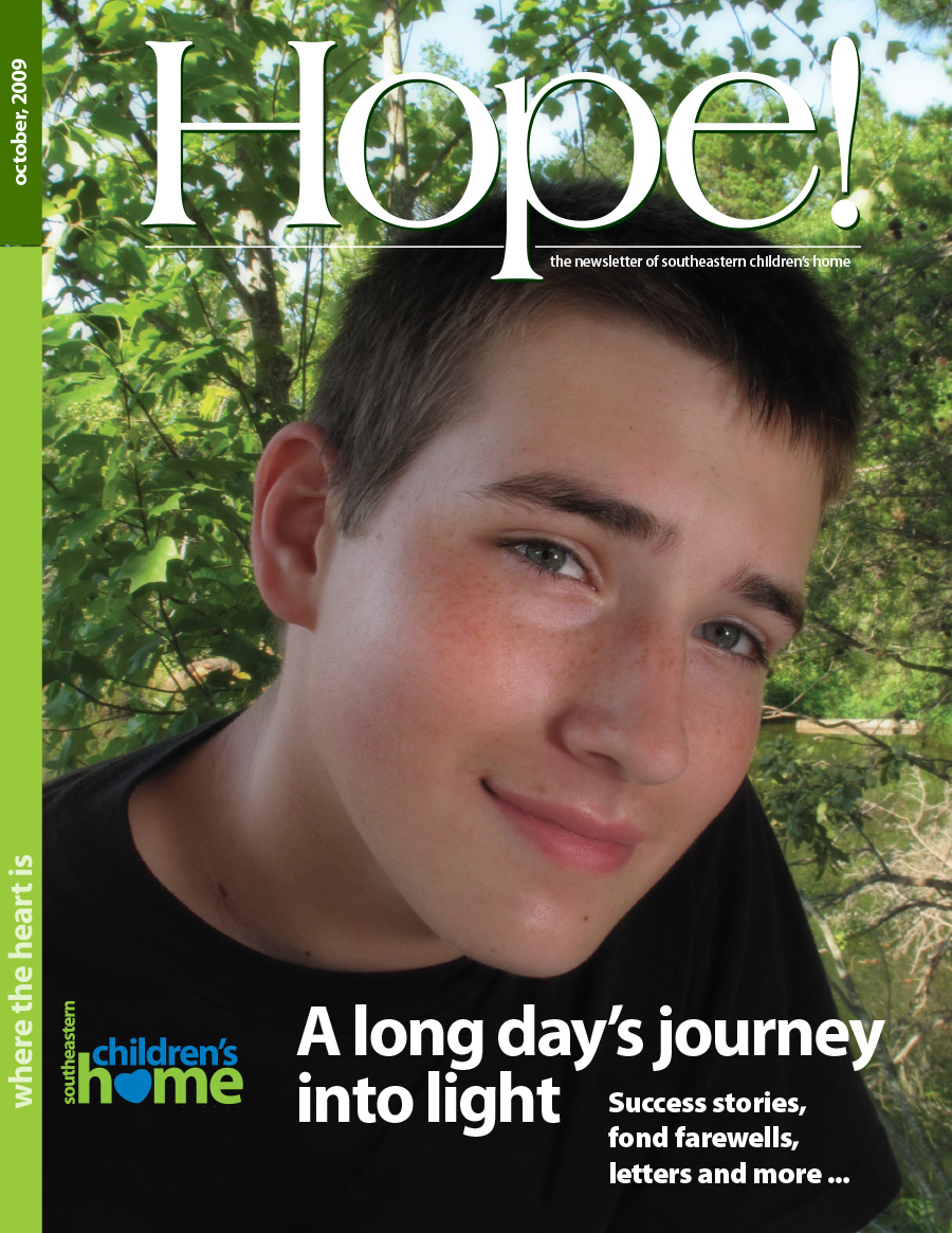 The new "Hope!" magazine-format newsletter is part of a complete branding overhaul of Southeastern Children's Home. (Click images for larger versions.)